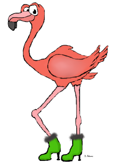 Pink Flamingo-green boots-fur-transparent-2