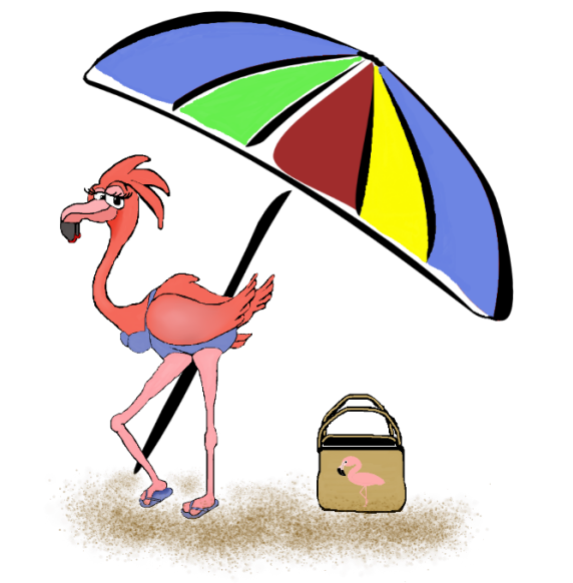 Pink Flmingo-unbrella-flamingo bag-sand