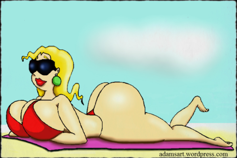 Beach-babe-cartoon-2013-adamsart.wordpress.com